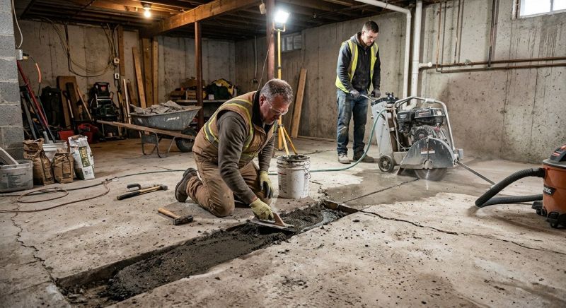 Cracked Basement Floor Repair in Jersey City, NJ